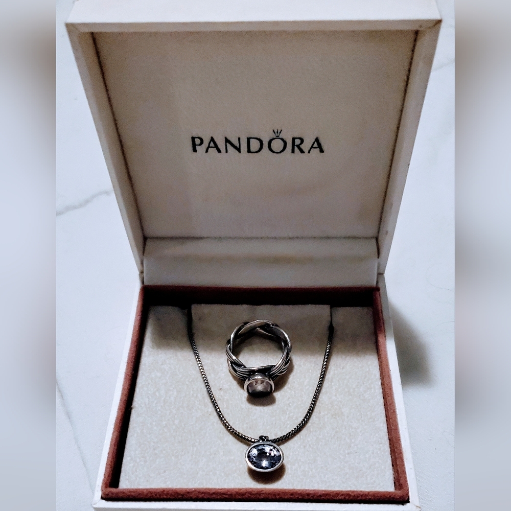 Pandora Retired Tied Together Ring and Necklace Set